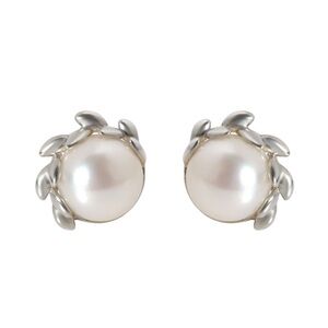 Tiffany olive leaf pearl earrings